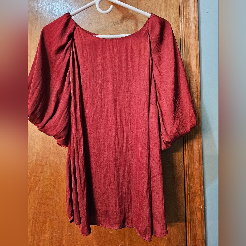Rust Red Flowy Blouse